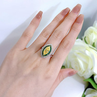 Nouvelle bague de luxe en argent S925 avec 6 * 13 diamants en carbone élevé, bague en forme d'œil de cheval en diamant jaune