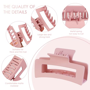 กิ๊บหนีบผมพลาสติกทรงสี่เหลี่ยมขนาดกลาง 8.5 ซม. แบบด้าน สีเมทัลลิก สไตล์ยุโรป แข็งแรง ไม่ลื่น สำหรับผู้หญิง ผมหนา ใช้ในงานปาร์ตี้ - Product Image 5
