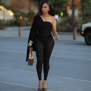 Combinaison asymétrique femme 2026 personnalisée, body en maille patchwork, tenue de soirée sexy, design drapé sans couture - Product Image 5