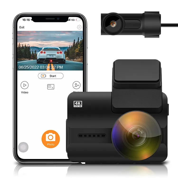 2 inch Mini Black Car 4K Dash Cam Recorder GPS WIFI Optional Dual Camera Dash Cam