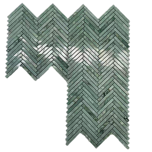 Forme à chevrons poli 15x98mm Carrelage de marbre vert Amazones Marbre vert Salle de bains Hôtel Villas Mur et revêtement de sol - Product Image 1