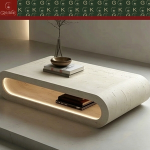 <span class=keywords><strong>โต๊ะ</strong></span>กาแฟ<span class=keywords><strong>หิน</strong></span>อ่อนสีเบจสไตล์โมเดิร์นมินิมอล GOLDKING ดีไซน์ LED ในตัว ขัดเงาด้วยมือ รับผลิตแบบ OEM ODM โดยตรง - Product Image 4