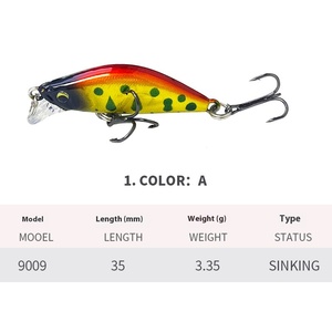 12 màu 35mm 3.35g cứng mồi nhựa nước mặn minnow câu cá giải quyết chìm mini Minnow thu hút 9009 - Product Image 5