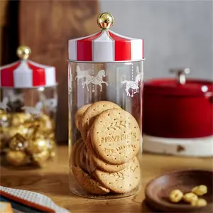 1.3L Carousel Sealed Storage Jar Moisture-proof Transparent Candy Tea Sugar Cookie Coffee home and kitchen glass Tank