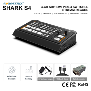 Mezclador de Video en Vivo MICRO de 4 Canales 4K Multiformato con Salidas Duales USB-C RTMP/SRT, Mezclador de Audio Integrado <span class=keywords><strong>y</strong></span> Efectos Multitecla - Product Image 1