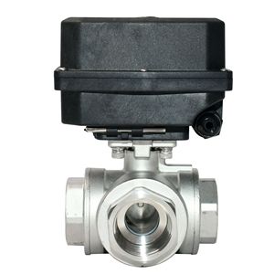 <b>Miniature</b> Electric Ball Valve ISO5211 Three Way Stainless Steel DN32 50 Threaded For Water Air Sewage Irrigation - Product Image 1