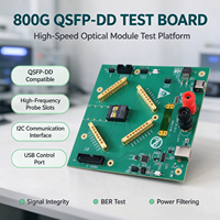 Papan Uji Profesional 800G QSFP-DD Kompatibel Mundur (Backward Compatible) Sesuai MSA dengan Konektor RF 1x8 untuk Pengujian Switch dan Router