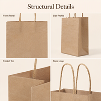 Sac en papier personnalisé avec poignée pour emporter, pour café, thé au lait, boissons, emballage écologique, sac cadeau en kraft, vente en gros