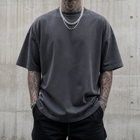 250GSM Leicht Oversize T-Shirt für Herren 100% Baumwolle Einfarbiges Tee Streetwear Relaxed Fit Rundhals Schwergewicht Individueller Druck