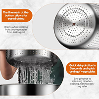 Stainless Steel Salad Spinner Fruit Washer Quick Spinner for Householder Vegetables and Pasta Fries Small Salad Spinner
