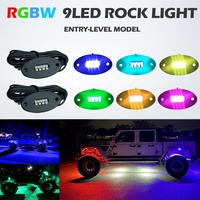 Luces LED RGBW de 9 LED para Camiones, Sincronización Musical Multicolor, Control Remoto por Bluetooth, Sistema de Iluminación Neón, Luces Estroboscópicas para Camiones Todoterreno, Combo Quad