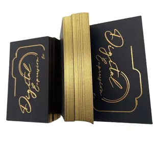 Design personalizzato di lusso Shinny lamina d'oro bordo grazie biglietto da visita invito biglietti da visita carta Texture per le piccole imprese