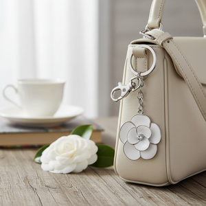 White Flower Key Chain Elegant Design <b>Box</b> Not Included - Product Image 3