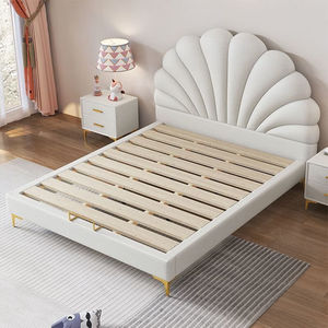 Lit à cadre en bois en cuir pour enfants Design de <span class=keywords><strong>luxe</strong></span> léger moderne lit de rangement doux confortable pour garçons et filles chambre de princesse - Product Image 4