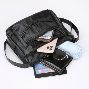 Nuevo estilo de bolso de hombro para mujer, gran capacidad, cuero suave, Retro, multicapa, antirrobo, bandolera para uso diario - Product Image 2