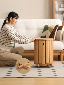 Japanisches Schlichtes Design Massivholz Runde Hocker Stapelbare Holzhocker Platzsparend Schlafzimmer Wohnzimmermöbel - Product Image 2