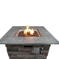 Table de feu extérieure carrée de 32 pouces en pierre artificielle, foyer au gaz, décoration de jardin, 40 000 BTU, écologique, sans fumée, avec pierres de lave