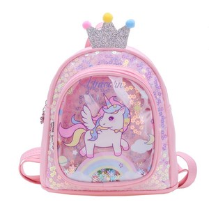 Nova mochila <span class=keywords><strong>fashion</strong></span> infantil, bolsa de ombro dupla, nova mochila <span class=keywords><strong>anime</strong></span> PU brilhante, bolsa com figura, elegante bolsa de ombro com coroa. - Product Image 1