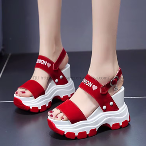 Wholesale Ladies Sandals Comfortable Heeled Round Wedges Rubber Sole Fast Delivery Platform Wedge for Women Women - Product Image 1