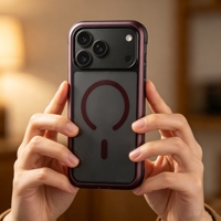 Étui magnétique de luxe transparent en PC rigide pour iPhone 17 Pro Max 18 Pro avec cadre métallique et pare-chocs en TPU anti-chute