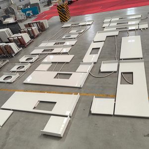 Comptoirs en quartz blanc neige Goldtop OEM luxueux 2005, design moderne de haute qualité pour hôtels, conception de modèle 3D, surface polie - Product Image 2