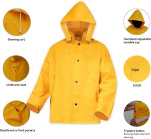 Impermeable con Capucha de Poliéster y PVC, Resistente al Frío, Transpirable, Traje de Lluvia para Senderismo y Actividades al Aire Libre - Product Image 2