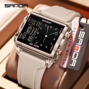 Reloj Digital de Moda Unisex SANDA 6273, Diseño de Doble Pantalla, Resistente al Agua para Uso Diario, Correa de Silicona, Reloj de Pulsera Informal - Product Image 3