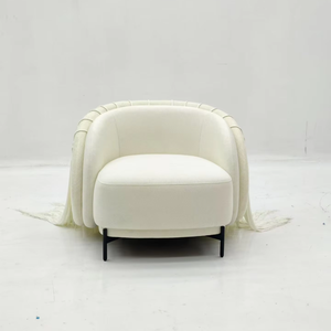 Canapé individuel en tissu tissé à la main avec pompon rétro Wabi-Sabi - Fauteuil d'appoint pour salon <span class=keywords><strong>de</strong></span> bungalow et coin d'atelier d'artiste - Product Image 5