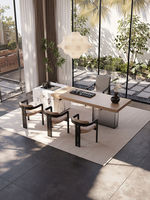 Table de réception de bureau moderne et minimaliste en MDF, combinaison table et chaises modulaires, grande table à plateau, sensation de luxe léger et haut de gamme