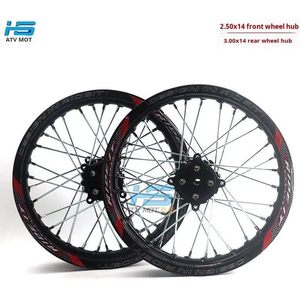 Jante de moto tout-terrain en alliage d'aluminium générique, moyeu CNC renforcé, 2.50X14 3.00X14, noir, frein à tambour 12MM - Product Image 5