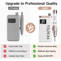 HOWYEA Ponceuse à ongles professionnelle rechargeable à moteur à balais de charbon, personnalisable