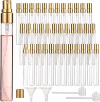 Bouteilles de parfum rechargeables en verre cylindriques de 10ml, 50 pièces, Mini flacons pulvérisateurs portables, conteneurs d'échantillons de voyage, brume fine