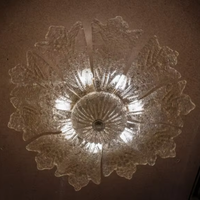 Lustre ou Plafonnier en Verre de Murano en Forme de Feuille