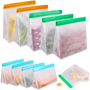 ベストセラー食品グレードシリコーンPEVA食品保存バッグプラスチックスタンドアップバッグ収納バッグ