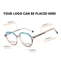 Lunettes de vue modernes unisexes à monture octogonale en fibre d'acétate avec détail créatif sur le bord avant – Commande en gros prise en charge