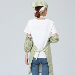 Tablier en coton et lin pour parents et enfants, taille unique, rayures, double poches, réglable, pour la cuisine, les travaux ménagers, quatre saisons - Product Image 4