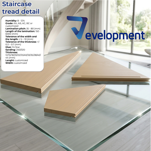บันไดไม้ยางพาราแข็งแรงทนทาน ขนาดสั่งทำได้ ลายไม้ธรรมชาติ สำหรับตกแต่งบ้านสมัยใหม่และพื้นที่เชิงพาณิชย์ - Product Image 4