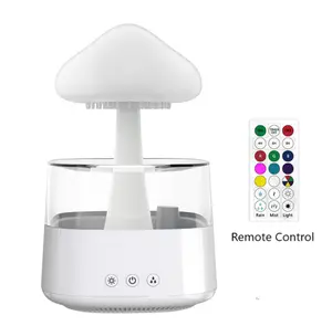 Humidificador de máquina de aromaterapia con ayuda para dormir con humidificador de nube y lluvia colorido con control remoto, humidificador de nube de hongo para el hogar