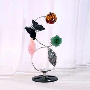 Hot Natural Gemstone Decoration Flowers and butterfly <b>Crystal</b> Sphere Stand for Fashion Indoor Decor - Product Image 5