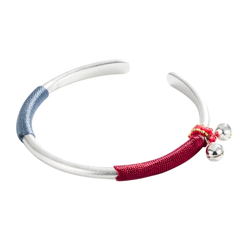 Pulseira de proteção com cordão vermelho azul estilo chinês ajustável, amuleto de sino da sorte para mulheres, pulseira de joia para presente, novidade de 2024