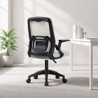 Chaise de bureau ergonomique moderne en tissu pour la maison, dossier haut, pivotante, accoudoirs réglables, structure en plastique, base en fer, réglage manuel de la hauteur