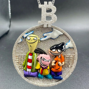 Custom 3D Enamel Moissanite Pendant 925 <b>Silver</b> Cartoon <b>Charm</b> Round Brilliant Cut Claw Setting Jewelry - Product Image 1