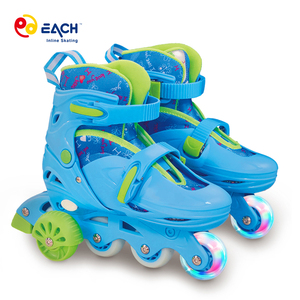 <span class=keywords><strong>Patins</strong></span> <span class=keywords><strong>à</strong></span> <span class=keywords><strong>roulettes</strong></span> EACH résistants <span class=keywords><strong>à</strong></span> l'usure et respirants, réglables, avec une seule roue lumineuse, chaussures de patinage <span class=keywords><strong>amovibles</strong></span> pour débutants - Product Image 1