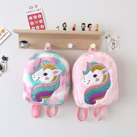 Nouveau dessin animé brodé arc-en-ciel cheval en peluche sac à dos léger filles sac à dos licorne Style licorne sacs en peluche Animal sac