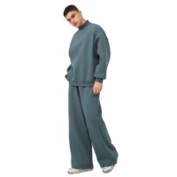 Ensemble de survêtement surdimensionné vierge de haute qualité poids lourd 500 Gsm polaire col montant ensembles de survêtements