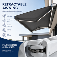 Auvent en acrylique imperméable et pare-soleil, auvent de terrasse motorisé électrique rétractable, auvent à cassette complète, auvent pliable en aluminium