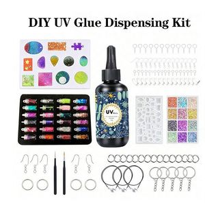 Kit de Bricolage Artisanat en Résine UV Peinte à la Main, Fabrication de Bijoux, Époxy Transparent Dur à Durcissement Rapide, Moules, Pendentifs, Boucles d'Oreilles - Product Image 5