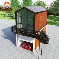 Casa Contenedor Desmontable Cbox Ecológica, Nueva, Prefabricada, Modular, de 2 Pisos, para Oficina, Cafetería, Villa, Casas Pequeñas con Garaje y Techo a Dos Aguas