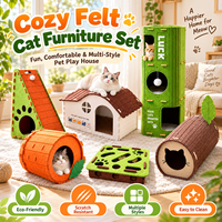 Maison pour chat cylindrique en feutre double couche, condo multi-chats avec lit supérieur, abri intérieur pour animaux de compagnie, couleur personnalisée, vente en gros
