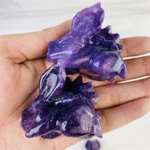 Gran oferta, cristal de lepidolita natural de alta calidad, dinosaurio de orejas grandes tallado, reiki, cristal púrpura, <span class=keywords><strong>pokeman</strong></span> para decoración de regalos - Product Image 4